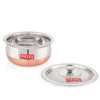 Stainless Steel Copper Bottom Handi  with Lid, Small, 850 ml
