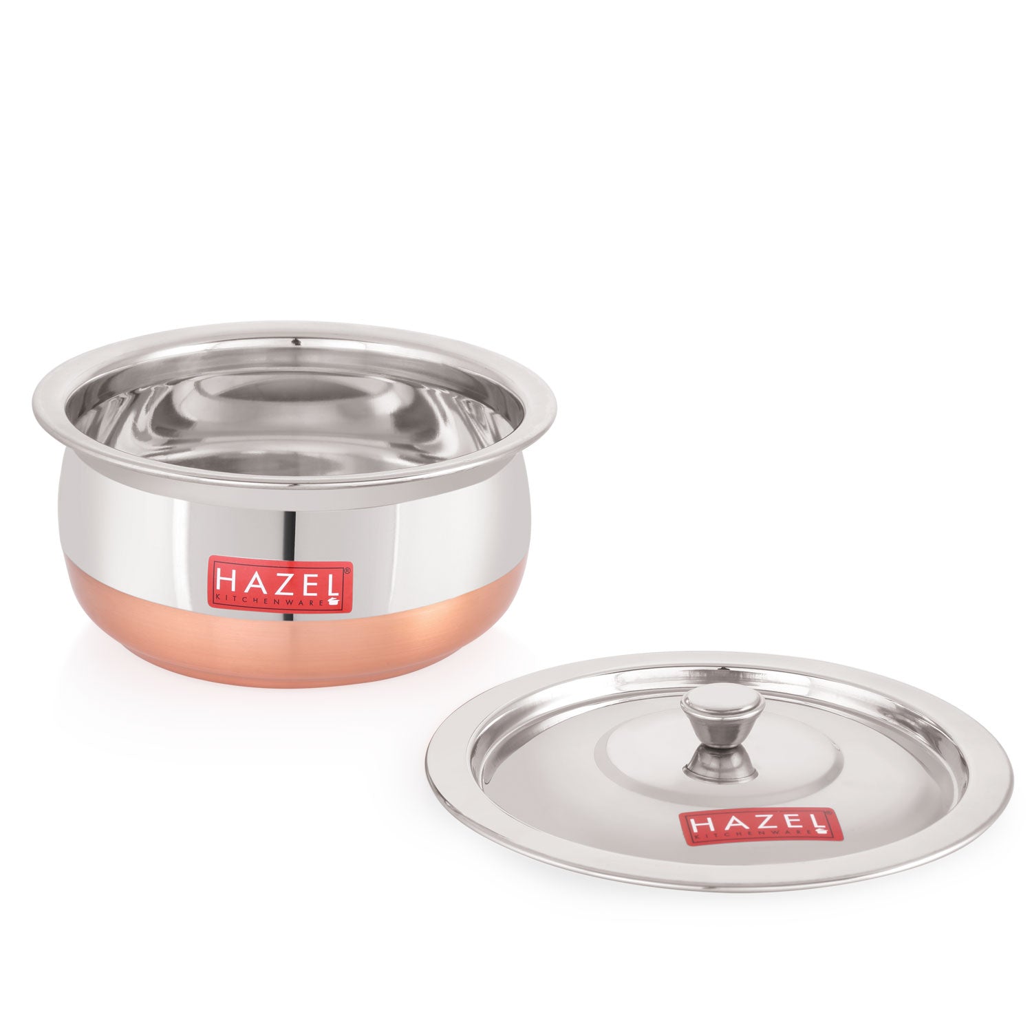 Stainless Steel Copper Bottom Handi  with Lid, Small, 850 ml