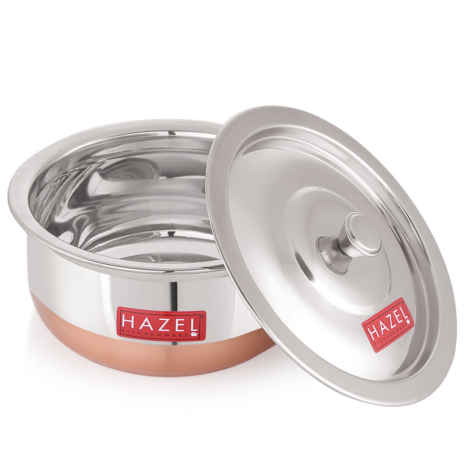 Stainless Steel Copper Bottom Handi with Lid, Medium, 1200 ml