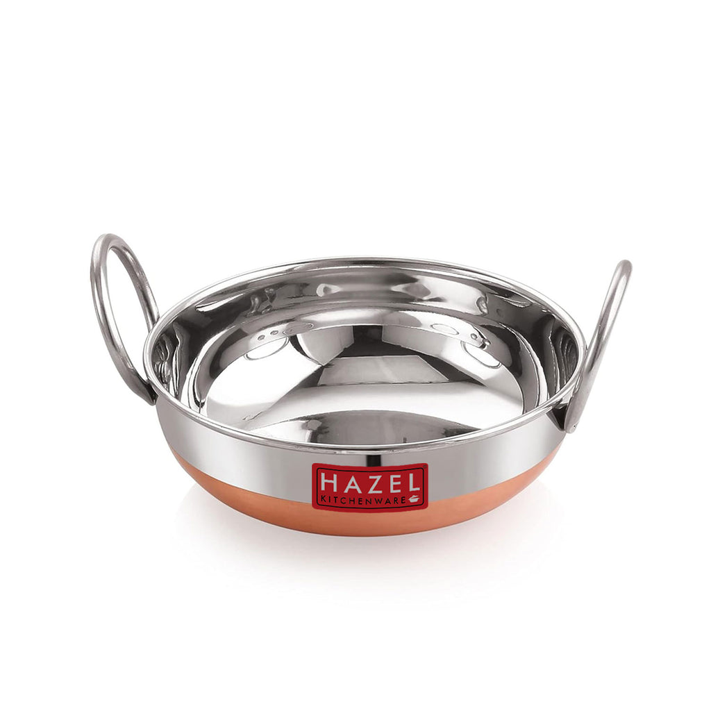 Stainless Steel Copper Bottom Kadhai with Glossy Finish, 1000 ml
