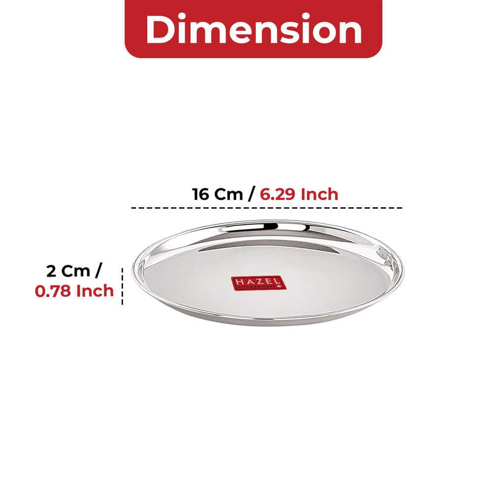 Stainless Steel Snack Plate/Thali 16 cm(set of 2)