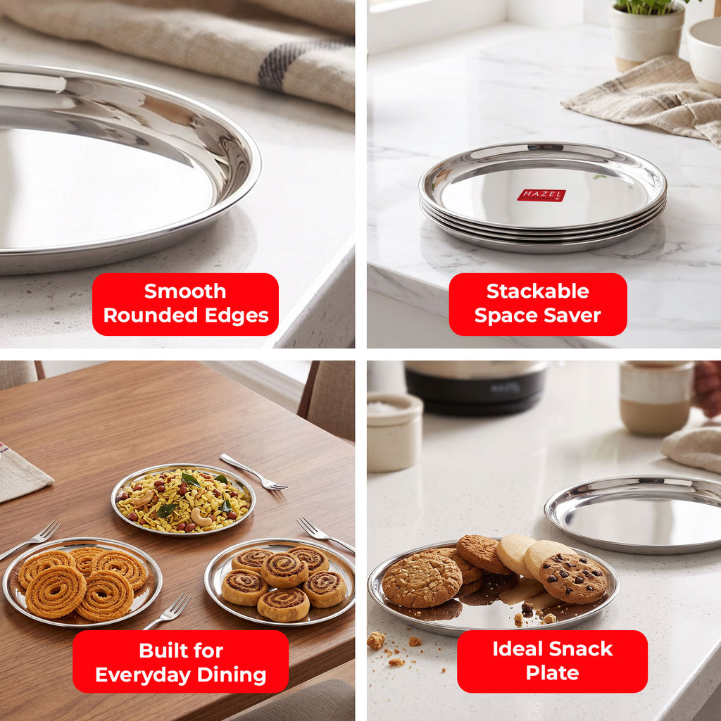 Stainless Steel Snack Plate/Thali 16 cm(set of 2)