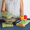 Cotton Oven Glove (1 pair) and Pot Holder Set for Kitchen
