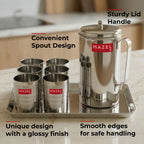 Stainless Steel Kitchen Combo, Serving Tray, 2000ml Water Jug, and 350ml Glass, Set of 8