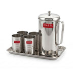 Stainless Steel Kitchen Combo, Serving Tray, 2000ml Water Jug, and 350ml Glass, Set of 6