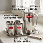 Stainless Steel Kitchen Combo, Serving Tray, 2000ml Water Jug, and 350ml Glass, Set of 6