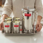 Stainless Steel Kitchen Combo, Serving Tray, 2000ml Water Jug, and 350ml Glass, Set of 6
