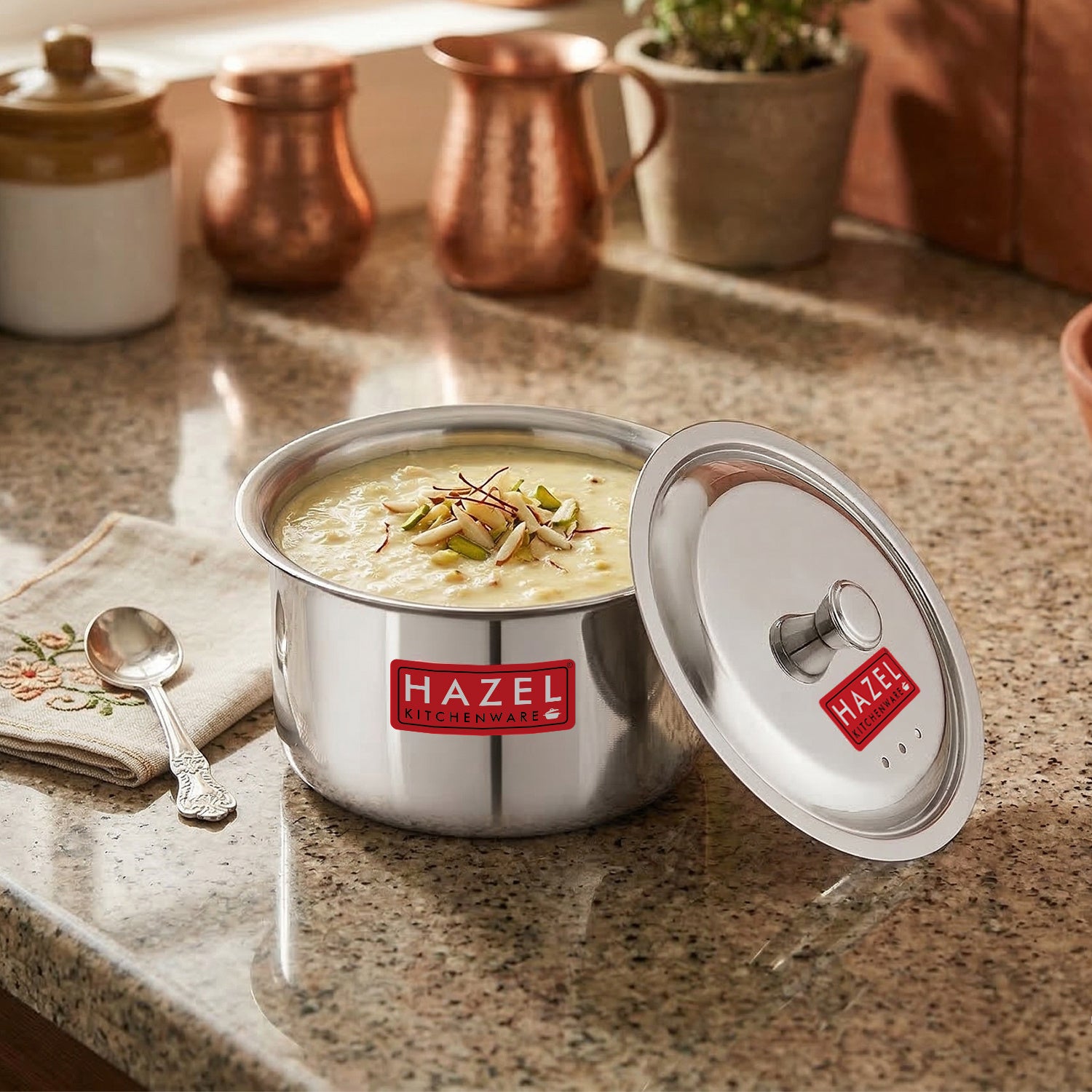 Stainless Steel Patila with Lid Cooking Vessel, 800ml, Durable Induction & Gas Compatible