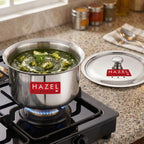 Stainless Steel Patila with Lid Cooking Vessel, 1100ml, Durable Induction & Gas Compatible