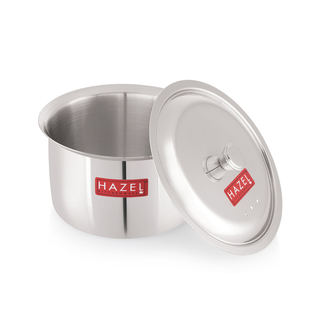 Stainless Steel Patila with Lid Cooking Vessel, 1100ml, Durable Induction & Gas Compatible