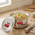 Stainless Steel Patila with Lid Cooking Vessel, 1100ml, Durable Induction & Gas Compatible