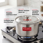 Stainless Steel Patila with Lid Cooking Vessel, 1500ml, Durable Induction & Gas Compatible