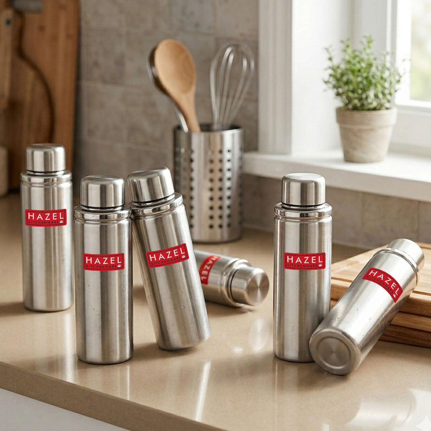 Stainless Steel Leak-Proof Water Bottle, 700 ml, Set of 6