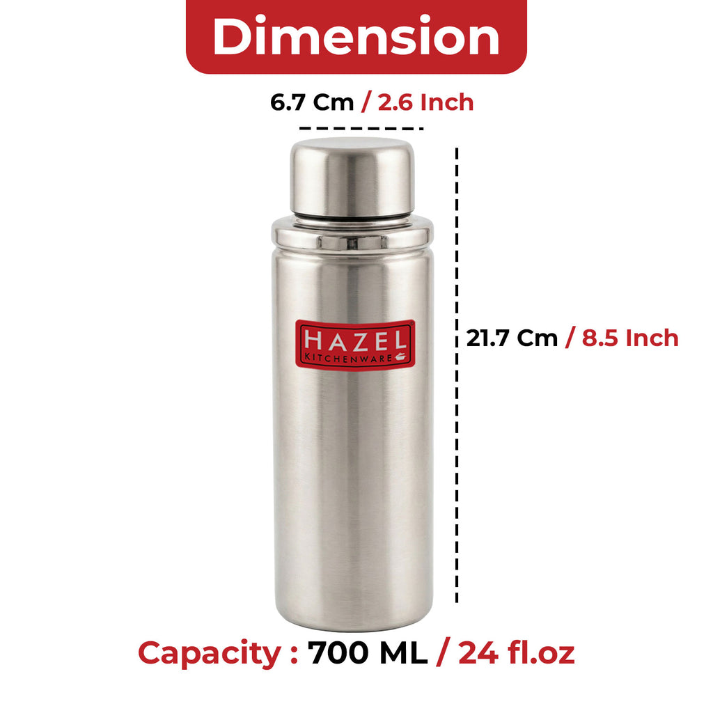 Stainless Steel Leak-Proof Water Bottle, 700 ml, Set of 6