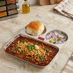 Stainless Steel 3 Compartment Plate, Rimless Divided Mess Tray for Meals