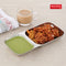 Stainless Steel 2 Compartment Plate, Rectangle Divided Thali Tray for Snacks, Meals