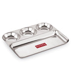 Stainless Steel 4 Compartment Section Plate, Divided Lunch Tray for Meals