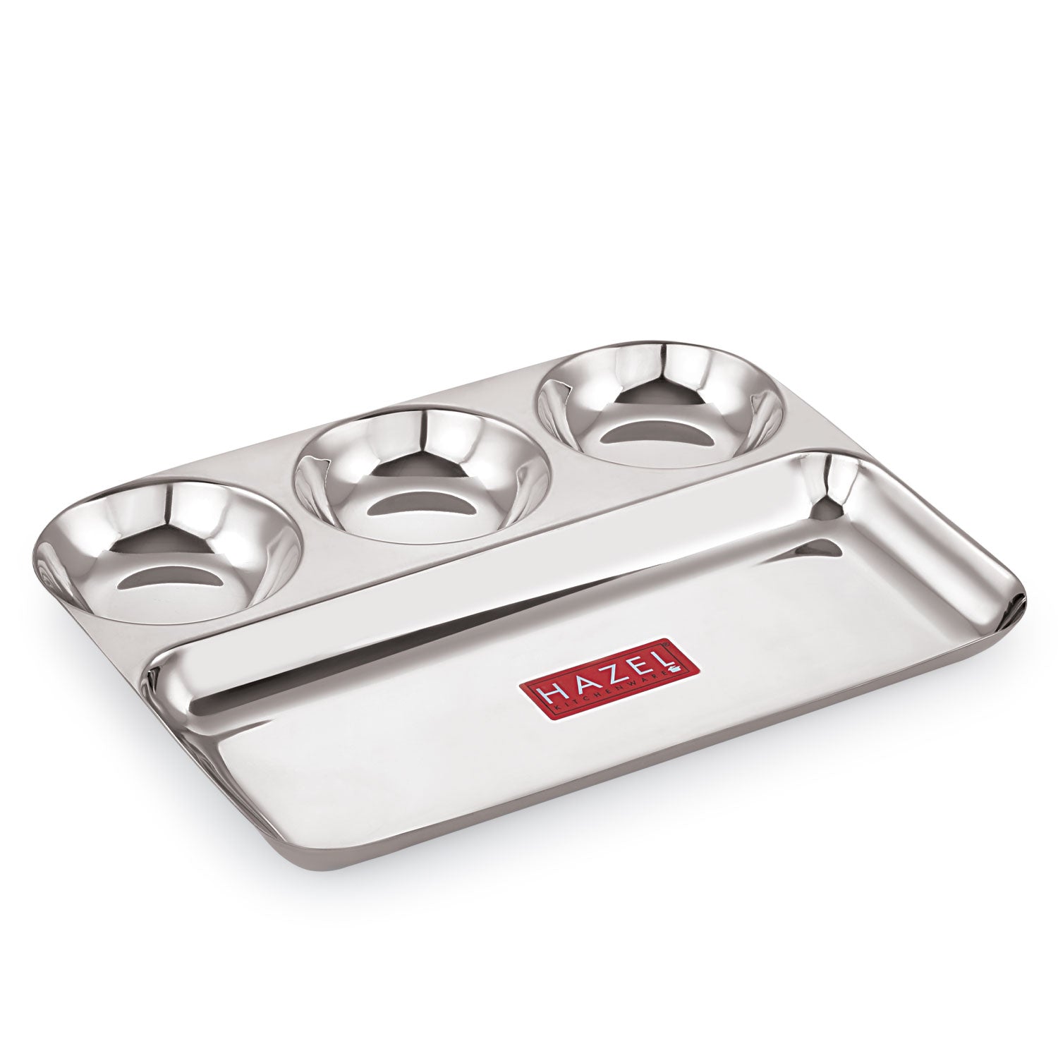 Stainless Steel 4 Compartment Section Plate, Divided Lunch Tray for Meals