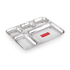 Stainless Steel 5 Compartment Plate, All-in-One Thali for Lunch, Dinner & Serving