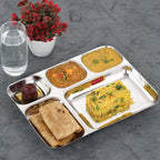 Stainless Steel 5 Compartment Plate, All-in-One Thali for Lunch, Dinner & Serving