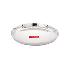 Stainless Steel Side Hammered Lunch Plate Thali, Dinner Plate Food Serving Plate, 29.7cm