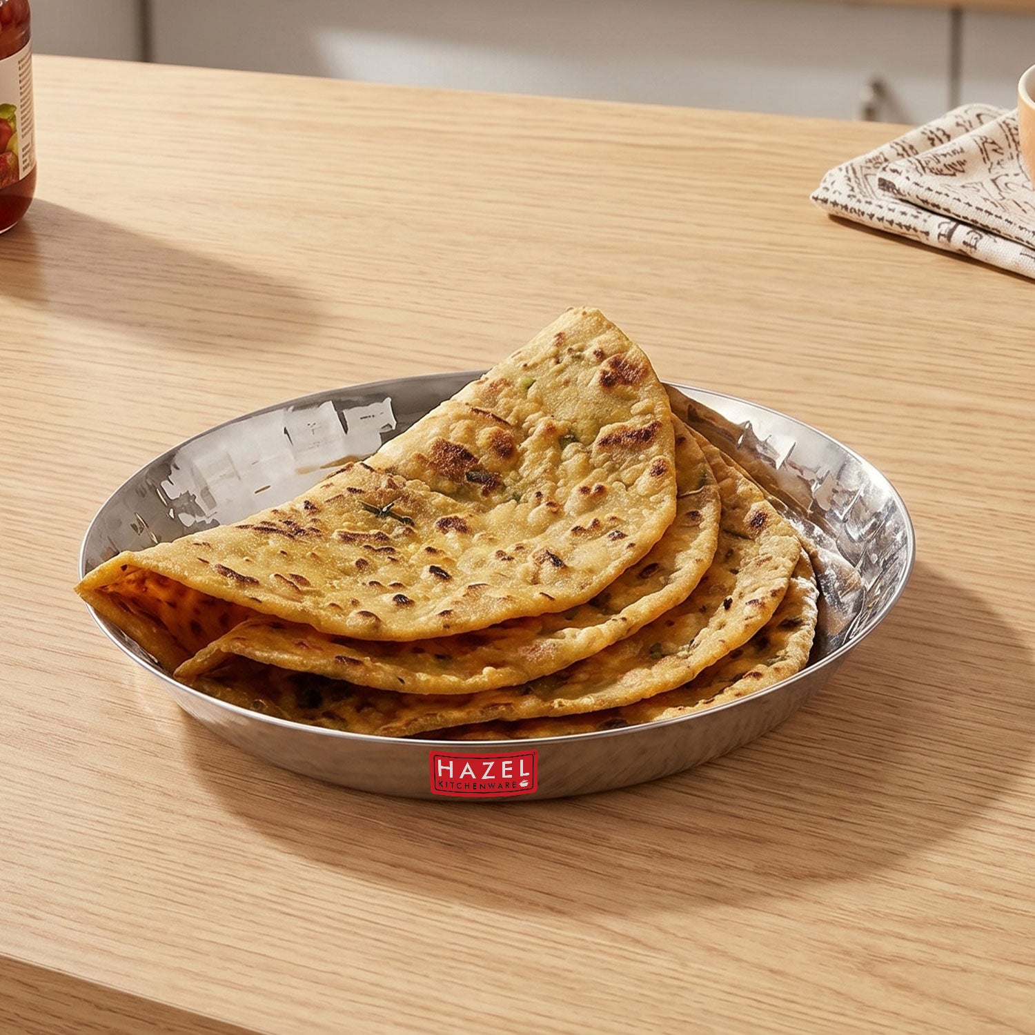 Stainless Steel Hammered Small Copri Snacks Nasta Plate, 18.5 cm