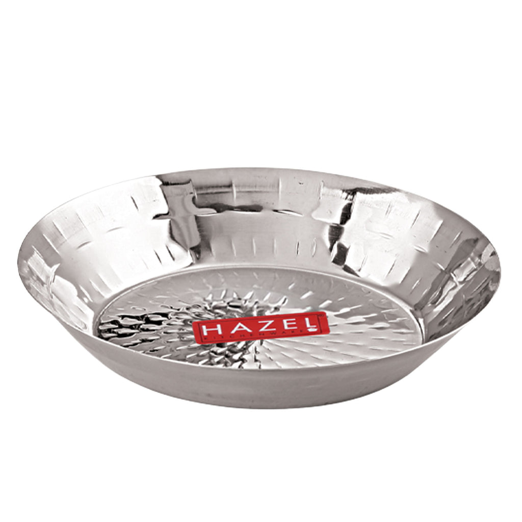 Stainless Steel Hammered Small Copri Snacks Nasta Plate, 18.5 cm