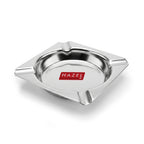 Square Stainless Steel Ash Tray with 4 Cigarette Holders, 10.7 Cm