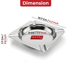 Square Stainless Steel Ash Tray with 4 Cigarette Holders, 10.7 Cm