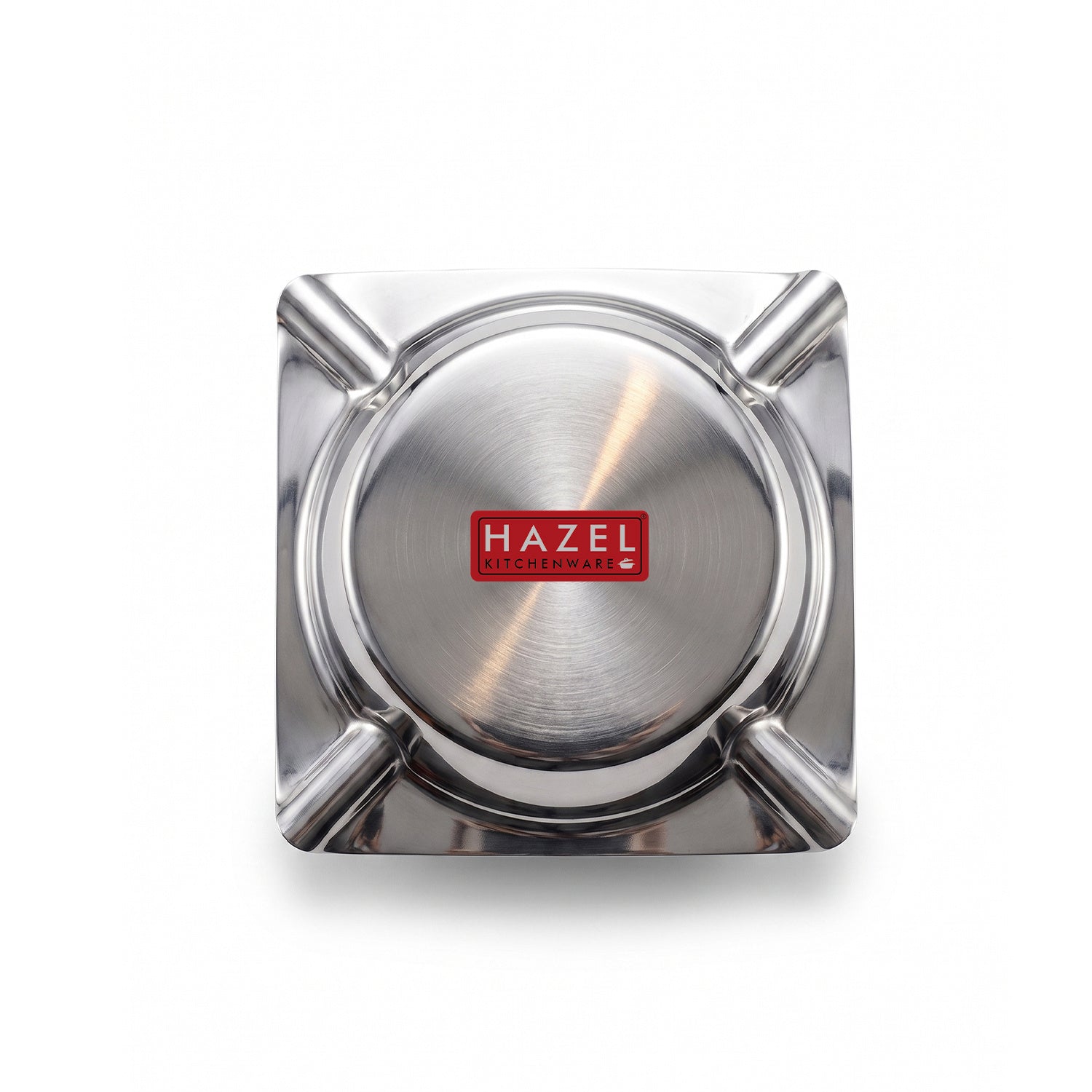 Square Stainless Steel Ash Tray with 4 Cigarette Holders, 10.7 Cm