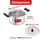 Stainless Steel Induction Casserole with Lid, Patila with Cool Touch Handles, 3000 ml
