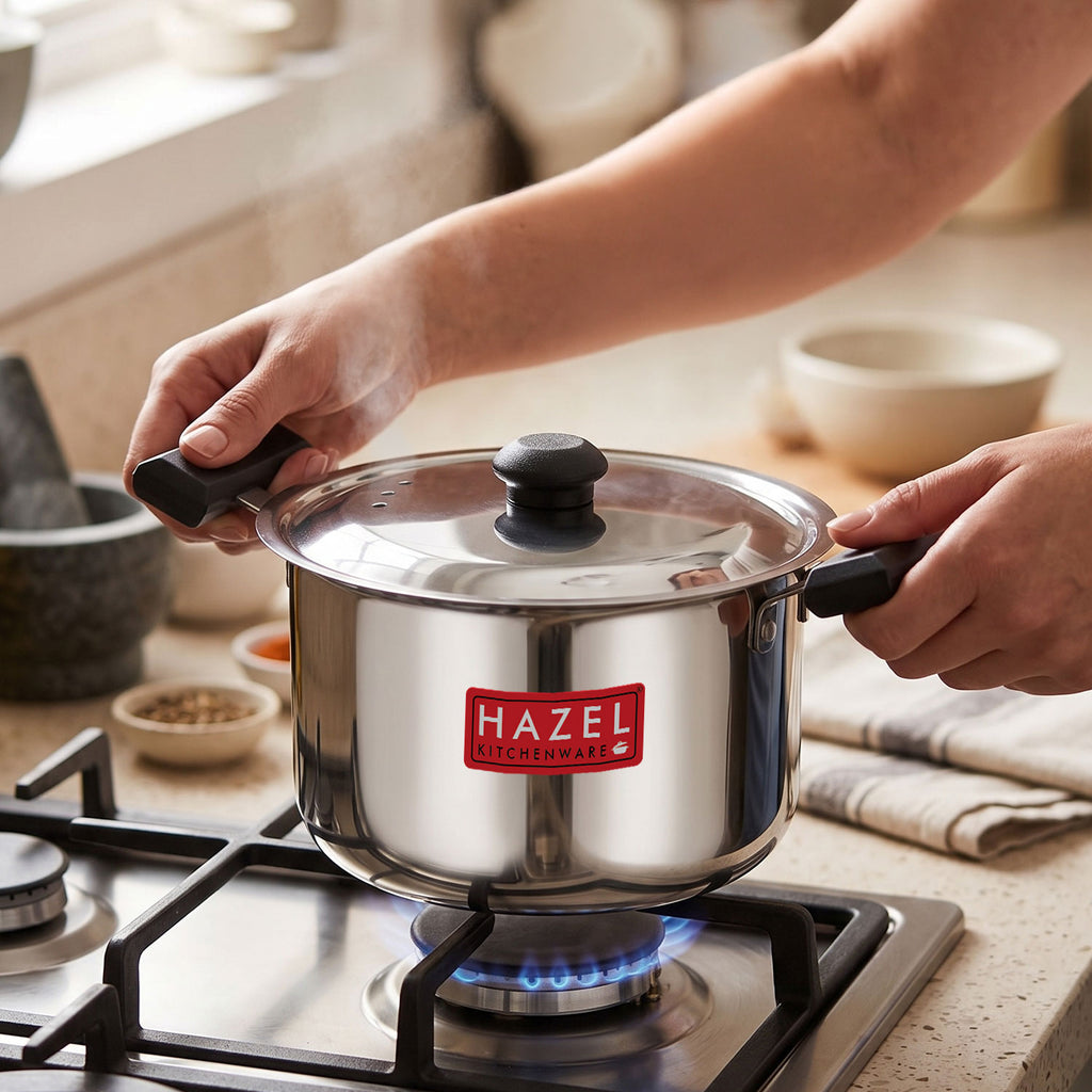 Stainless Steel Tope with Lid, Milk Tope for Induction Cooktop & Gas, 2500 ml