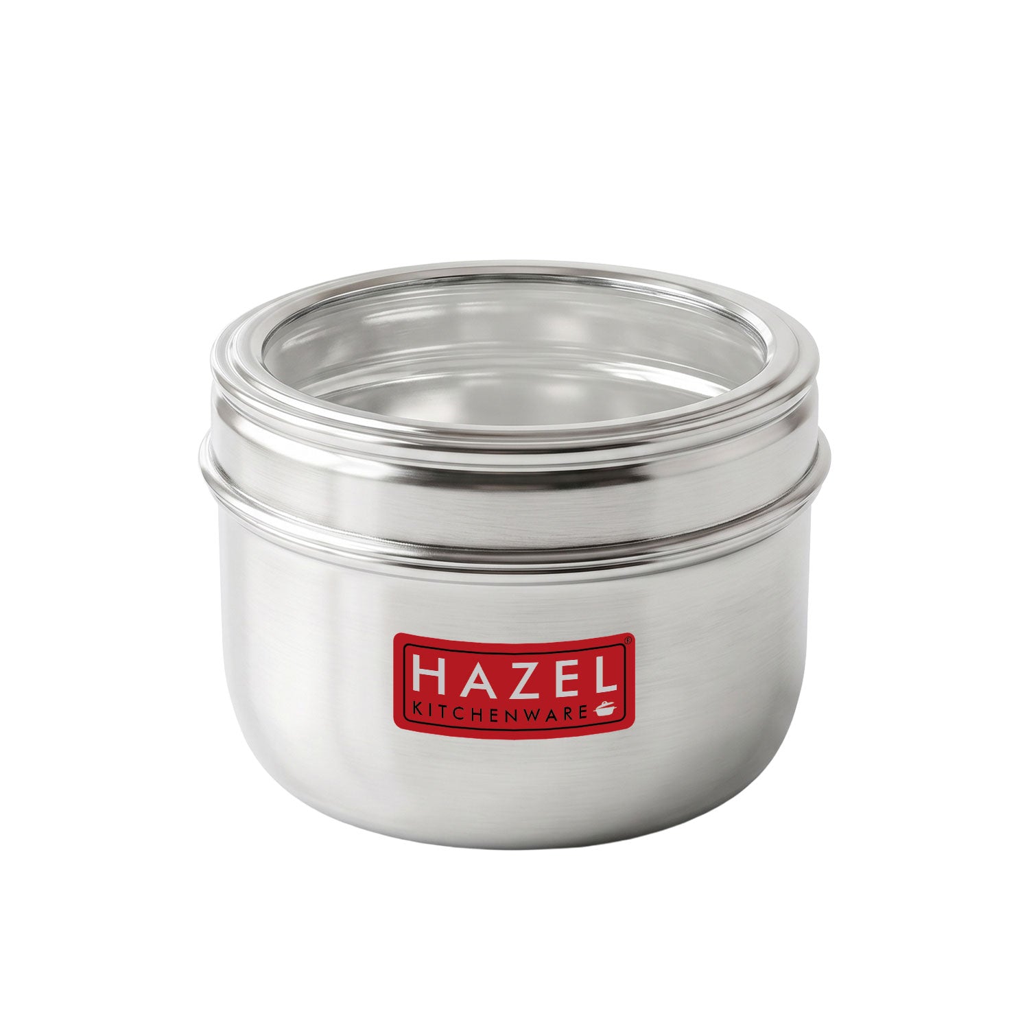 Stainless Steel Round See-Through Container with Transparent Lid, 800ml