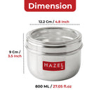 Stainless Steel Round See-Through Container with Transparent Lid, 800ml