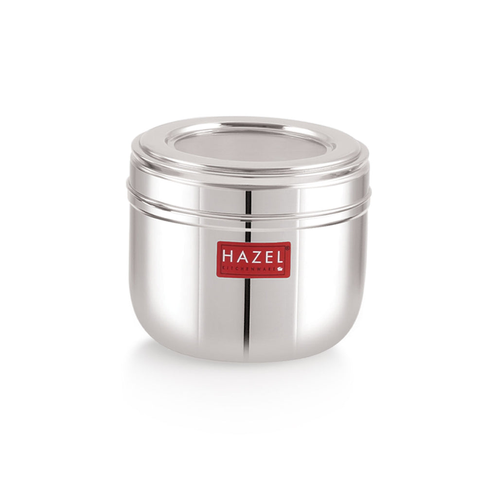 Stainless Steel Oval Container with Transparent Lid for Storage, 450ml