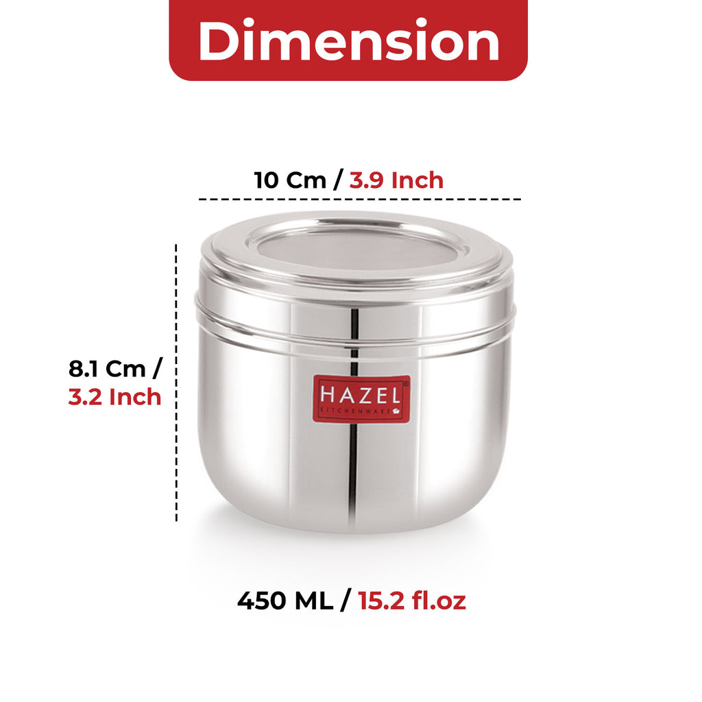 Stainless Steel Oval Container with Transparent Lid for Storage, 450ml