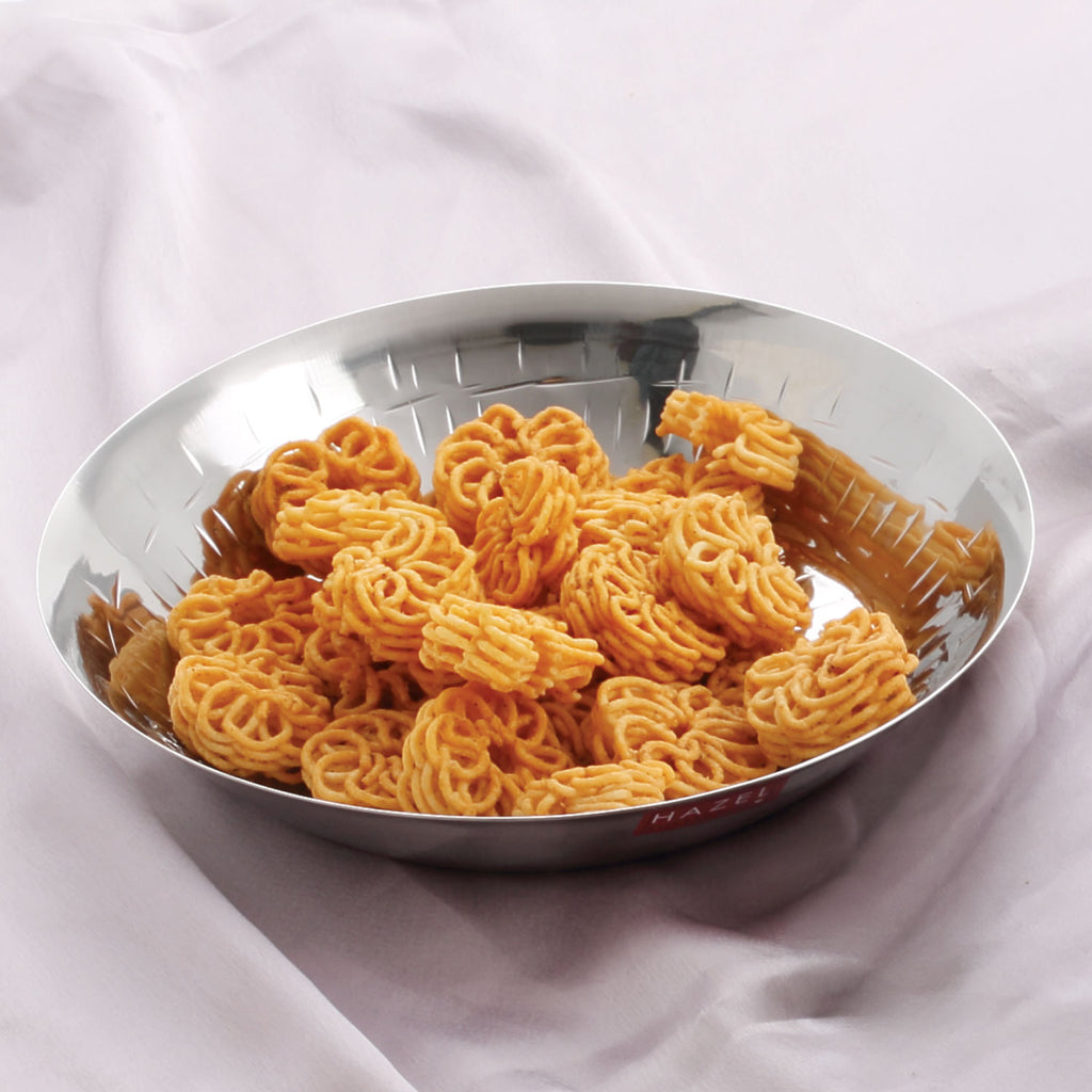 Stainless Steel Hammered Small Copri Snacks Nasta Plate, 20.7 cm