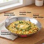 Stainless Steel Hammered Small Copri Snacks Nasta Plate, 20.7 cm