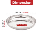 Stainless Steel Side Hammered Finish Round Snack Plate Thali Nasta Plate, 15cm