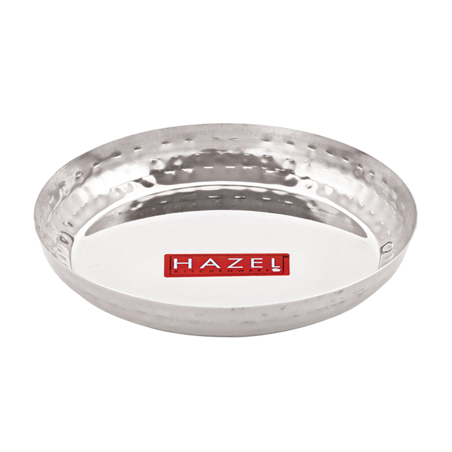 Stainless Steel Side Hammered Finish Round Snack Plate Thali Nasta Plate, 15cm