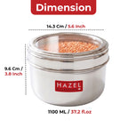 Stainless Steel Storage Container with Transparent Lid, 1100ml
