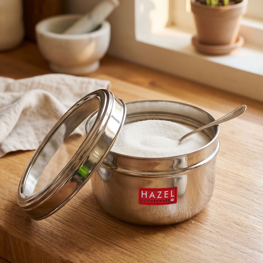 Stainless Steel Storage Container with Transparent Lid, 1100ml