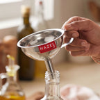 Stainless Steel Funnel with Filter, Wide Mouth Metal Funnel with Handle & Removable Strainer