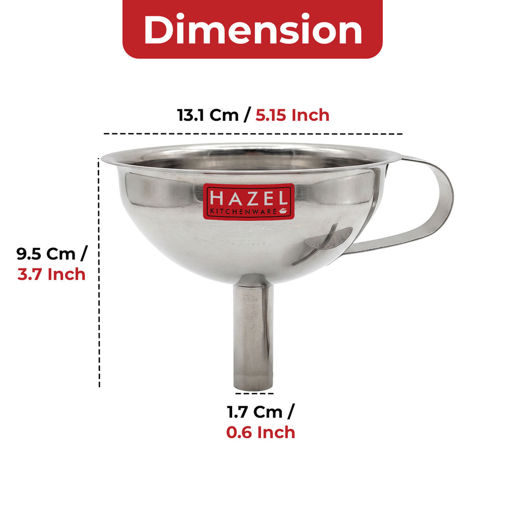Stainless Steel Funnel with Filter, Wide Mouth Metal Funnel with Handle & Removable Strainer
