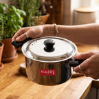Stainless Steel Induction Casserole with Lid, Milk Tope with Plastic Handles, 1900 ML