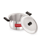 Stainless Steel Induction Casserole with Lid, Milk Tope with Plastic Handles, 1900 ML