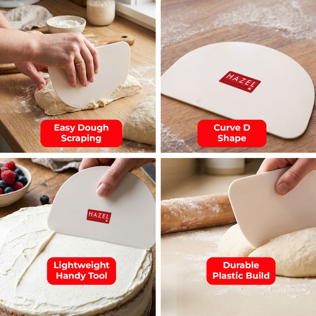 Flexible Scraper Curve D Shape | Multipurpose Plastic Dough Scraper