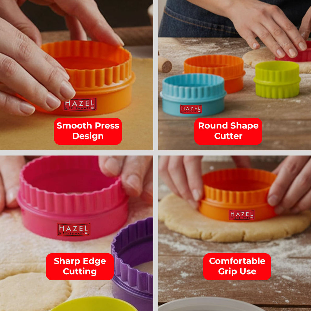 Round Plastic Cookie Cutter Set Of 5, Cutter for Cookies, Biscuits