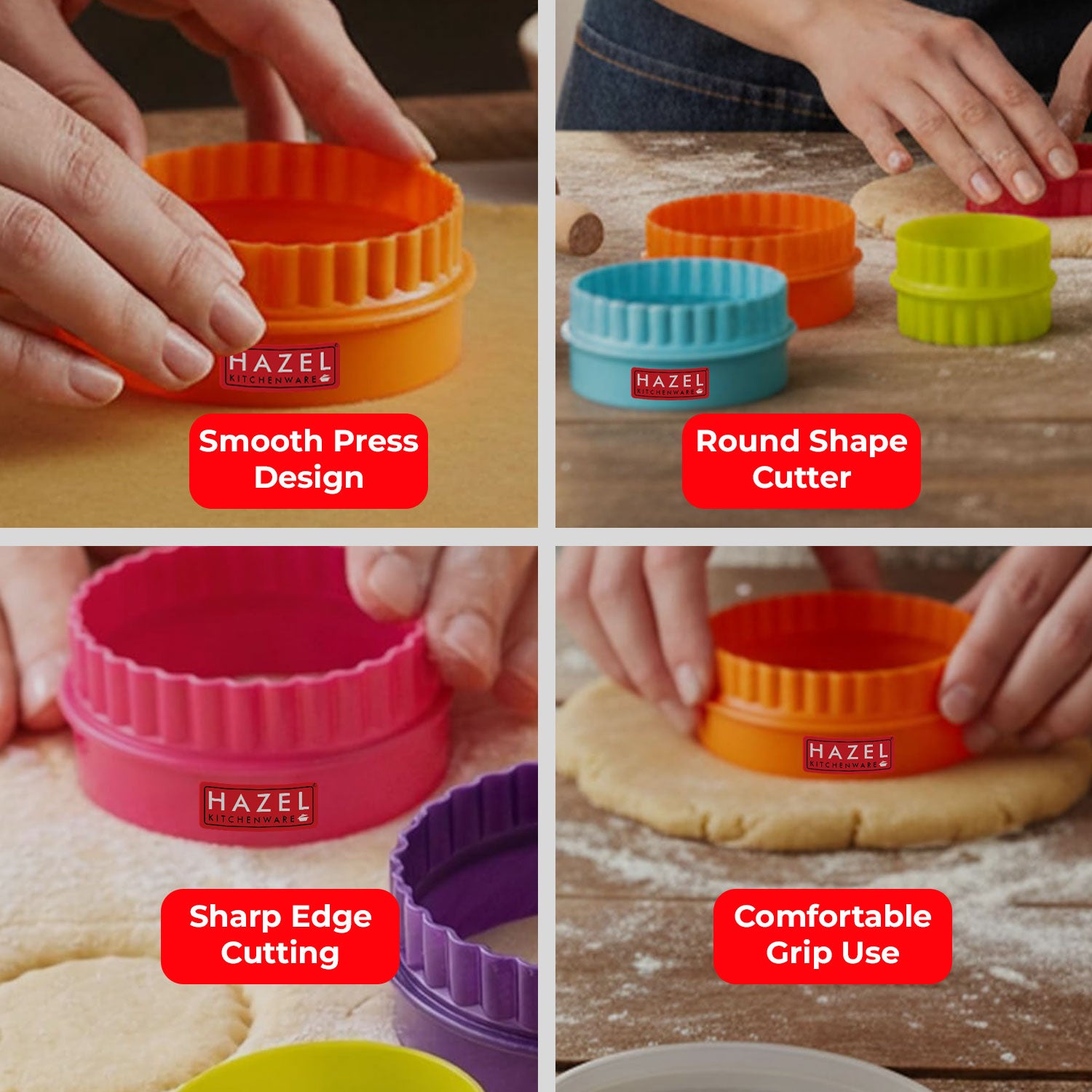 Round Plastic Cookie Cutter Set Of 5, Cutter for Cookies, Biscuits