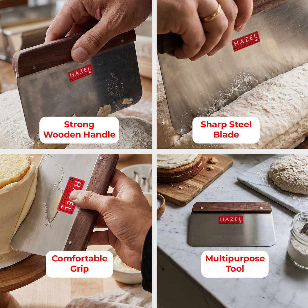 Stainless Steel Dough Cutter with Wooden Handle